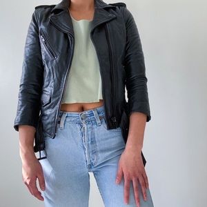Genuine Leather Cropped Jacket